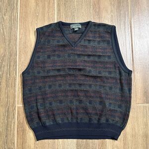 Vintage Croft & Barrow Mens Sweater Vest Large Italy Wool 80s Fair Isle Grandpa
